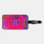 抽象芸術マゼンタ、紫、赤のダリアの花 ラゲッジタグ (裏面横)