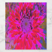 抽象芸術マゼンタ、紫、赤のダリアの花 ワインラベル (シングルラベル)