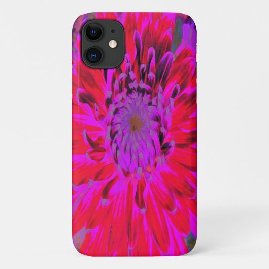 抽象芸術マゼンタ、紫、赤のダリアの花 Case-Mate iPhoneケース (裏面)