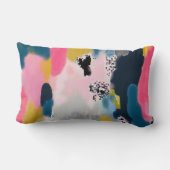 抽象芸術マッシュアップ/ピンクティール(緑がかった色)金ゴールド炭 ランバークッション (裏面)