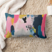 抽象芸術マッシュアップ/ピンクティール(緑がかった色)金ゴールド炭 ランバークッション (ブランケット)