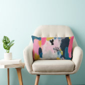 抽象芸術マッシュアップ/ピンクティール(緑がかった色)金ゴールド炭 ランバークッション (椅子)