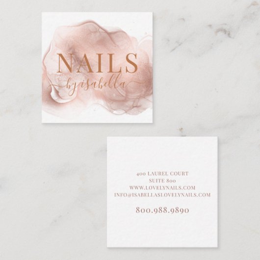 抽象芸術マニキュリストネイルサロン銅グリッター スクエア名刺 (正面/裏面)