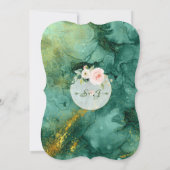 抽象芸術マラカイト金ゴールドピンク花ブライダルシャワー 招待状 (裏面)