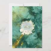 抽象芸術マラカイト金ゴールドホワイトフローラブライダルシャワー 招待状 (裏面)
