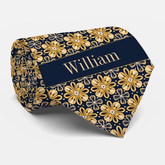 抽象芸術マリゴールドフローラ ネクタイ (ロール)