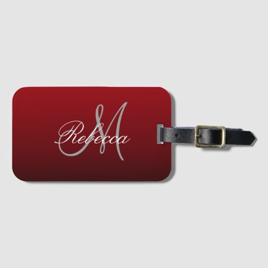 抽象芸術マルサラマルーン灰色ブルゴーニュのモノグラム ラゲッジタグ (正面横)