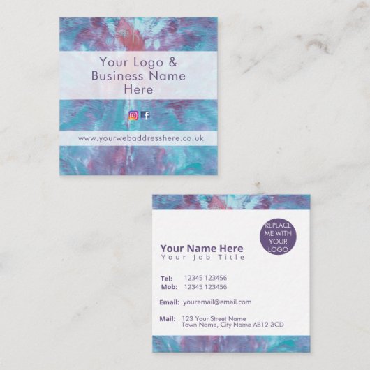 抽象芸術マルブル絞り染め効果 スクエア名刺 (正面/裏面)