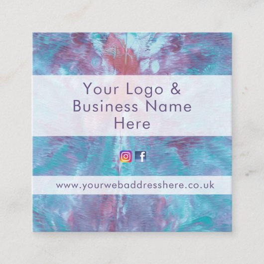 抽象芸術マルブル絞り染め効果 スクエア名刺 (正面)