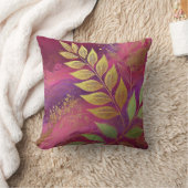 抽象芸術マルーンゴールデンリーフアートワークスタイル16 クッション (ブランケット)