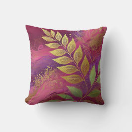 抽象芸術マルーンゴールデンリーフアートワークスタイル16 クッション