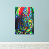 抽象芸術マンカラフル油オンキャンバス キャンバスプリント (インサイチュ (ウッドフロア))