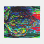 抽象芸術マンカラフル油オンキャンバス フリースブランケット (正面(横))