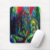 抽象芸術マンカラフル油オンキャンバス マウスパッド (マウス)