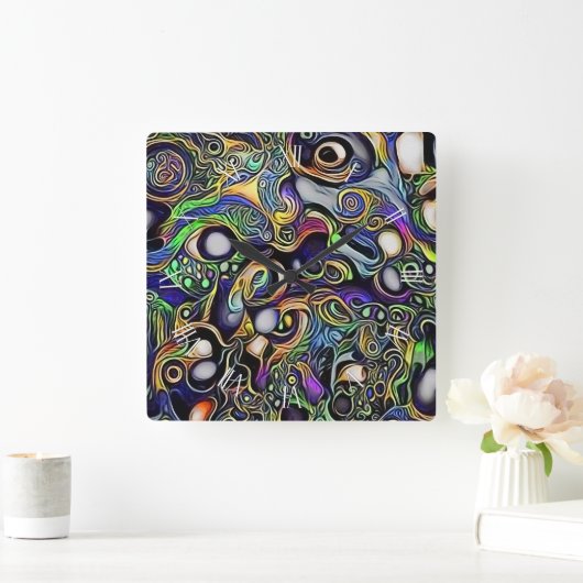 抽象芸術マンポートレート スクエア壁時計 (ホーム)