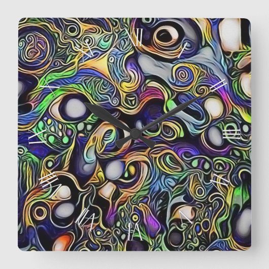 抽象芸術マンポートレート スクエア壁時計 (正面)