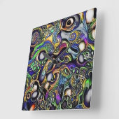 抽象芸術マンポートレート スクエア壁時計 (傾斜)