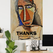 抽象芸術マン顔感謝していと、文字の追加 ポスター (ホームオフィス)