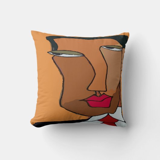 抽象芸術マン顔 クッション (正面)