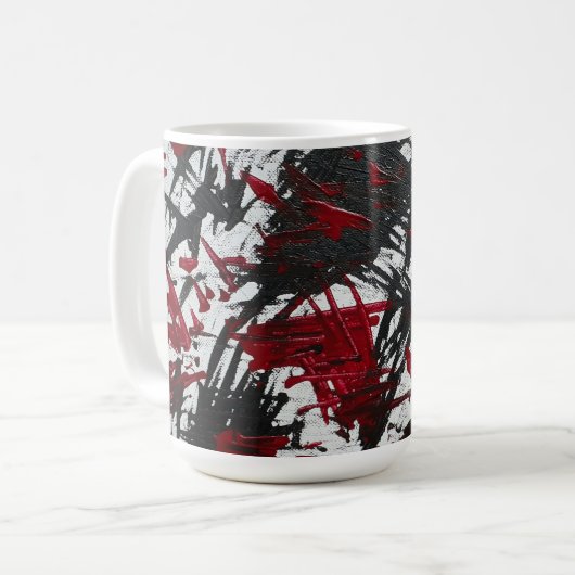 抽象芸術マーク(黒と赤) コーヒーマグカップ (正面左)