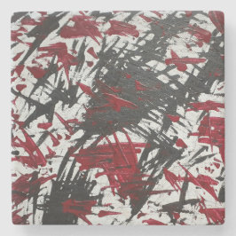 抽象芸術マーク（黒と赤） ストーンコースター