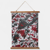 抽象芸術マーク（黒と赤） 吊り下げ型タペストリー (正面)
