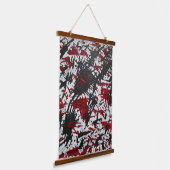 抽象芸術マーク（黒と赤） 吊り下げ型タペストリー (傾斜あり)