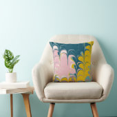 抽象芸術マーブモダンルエブルパターンティール(緑がかった色)&ピンク クッション (椅子)