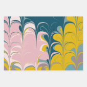 抽象芸術マーブモダンルエブルパターンティール（緑がかった色）&ピンク  ラッピングペーパーシート (正面2)