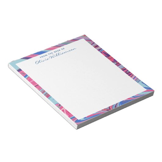 抽象芸術マーブルアトリップ(幻覚体験)のようなートブルーピンパーソナライズされたク ノートパッド (アングル)