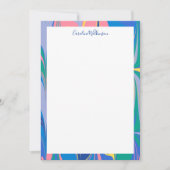 抽象芸術マーブルアートインブライトブルーパーソナライズされた ノートカード (正面)