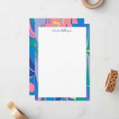 抽象芸術マーブルアートインブライトブルーパーソナライズされた ノートカード (正面/裏面インサイチュ)