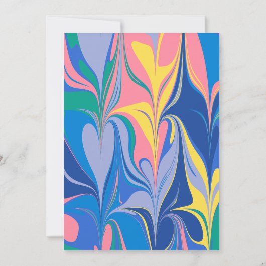 抽象芸術マーブルアートインブライトブルーパーソナライズされた ノートカード (裏面)