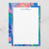 抽象芸術マーブルアートインブライトブルーパーソナライズされた ノートカード (正面/裏面)