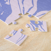 抽象芸術マーブルアートインラベンダーと赤面ピンク ジグソーパズル (側面)