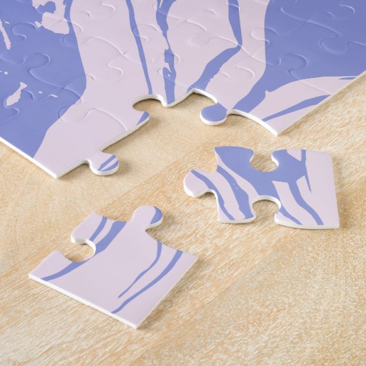 抽象芸術マーブルアートインラベンダーと赤面ピンク ジグソーパズル (側面)