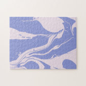 抽象芸術マーブルアートインラベンダーと赤面ピンク ジグソーパズル (横)