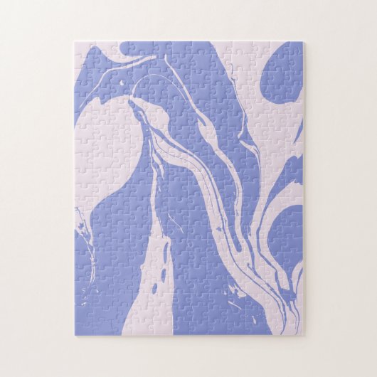 抽象芸術マーブルアートインラベンダーと赤面ピンク ジグソーパズル (縦)