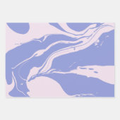 抽象芸術マーブルアートインラベンダーピンク ラッピングペーパーシート (正面3)
