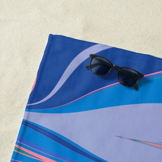 抽象芸術マーブルアートカラフルイン鮮やかな青 ビーチタオル (インサイチュ)