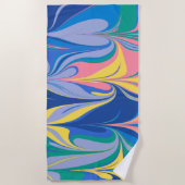 抽象芸術マーブルアートカラフルイン鮮やかな青 ビーチタオル (正面)