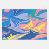 抽象芸術マーブルアートカラフルイン鮮やかな青 ラッピングペーパーシート (正面)