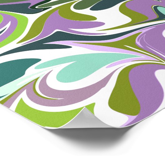 抽象芸術マーブルアートパープルとグリーン ポスター (角)