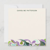 抽象芸術マーブルアートパープルグリーンパーソナライズされた ノートカード (正面)