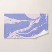 抽象芸術マーブルアートinラベンダーパープルとピンク バスタオルセット (ハンドタオル)