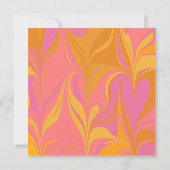 抽象芸術マーブルアートin明るい黄色とピンク ノートカード (裏面)