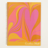 抽象芸術マーブルアートin明るい黄色とピンク プランナー手帳 (正面)