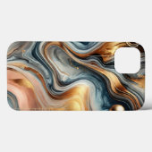 抽象芸術マーブルケース – 金ゴールド&ネイビースワールデザイン Case-Mate iPhoneケース (裏面 (横))