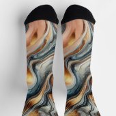 抽象芸術マーブルソックス – ルクース金ゴールド&ネイビースワール ソックス (上部)