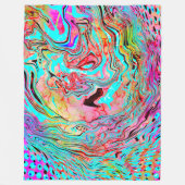 抽象芸術マーブルフルードアートティール（緑がかった色）パープルブルー フリースブランケット (正面)